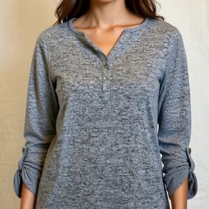 2 Dye 4 Sweater womens Size Medium Heathered Gray V-Neck Casual Preppy